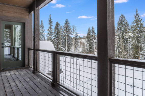 View of snow from Moosehorn Uphill Cabin patio