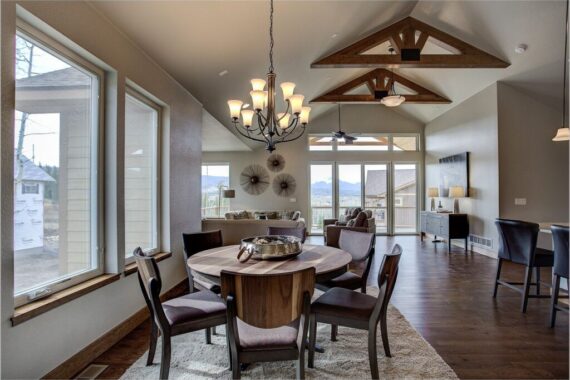 Furnished dining room in model home at Rendezvous Bighorn Cabin II