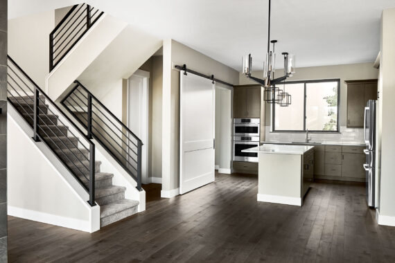 Kitchen and dining area in model home